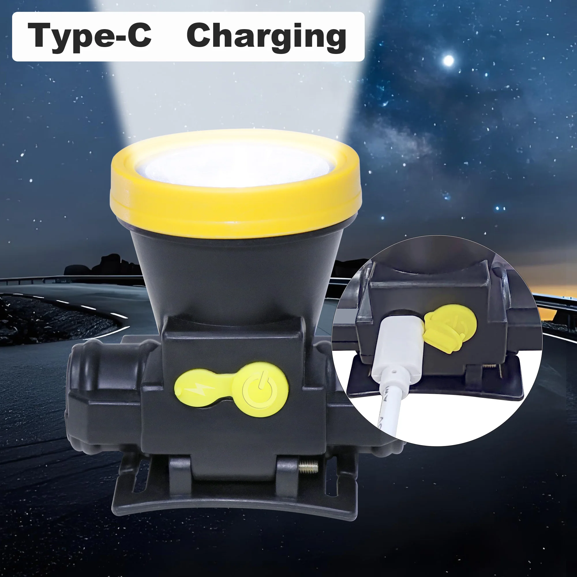 강력한 자석 베이스가 있는 충전식 COB LED USB 헤드램프, 야외 낚시용 강력 초고휘도 방수 헤드라이트