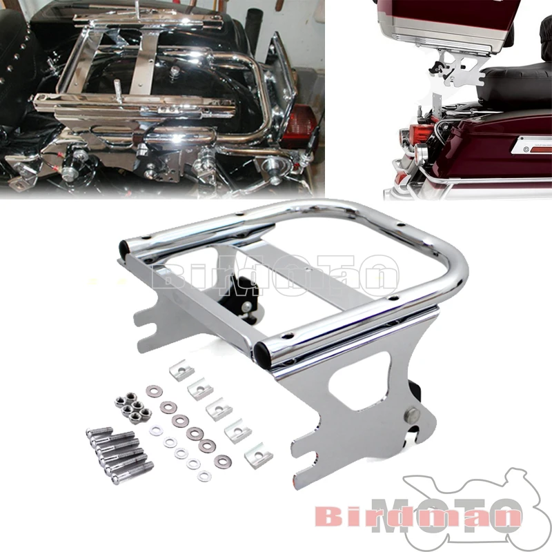 

For Harley Touring Road King Street Glide Custom 1997-2008 Motorcycle Chrome Detachable Luggage Rack Rear Box Support Holder