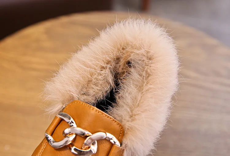 JGSHOWKITO Kids Leather Shoes Autumn Winter Girls Flats With Thick Cotton Warm Children Boy Black Loafers Fashion Hairy Fur