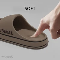 Feslishoet Women Letter Slippers Beach Slides Solid Color Mens Thick Sole Indoor Bathroom Anti Slip Shoes Summer Couple Sandals - Image 6