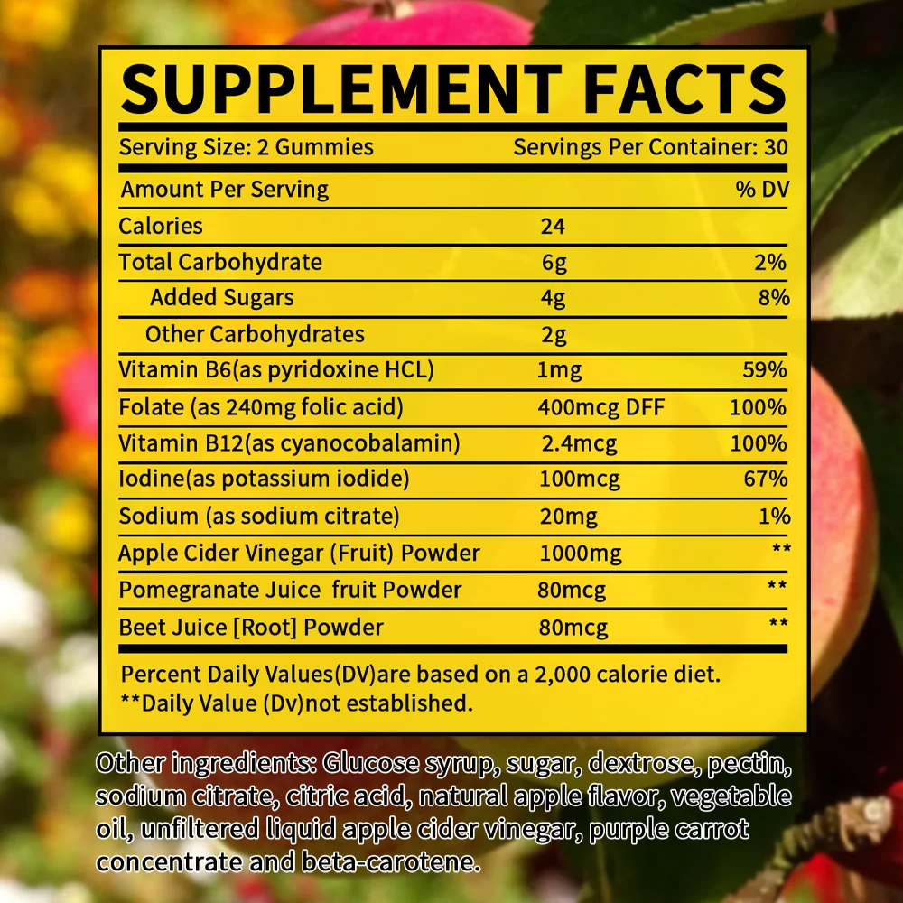 Apple Cider Vinegar Gummies ACV Advanced Formula Fat Burner Digestion & Immunity Apple Cider Vinegar Dietary Supplement