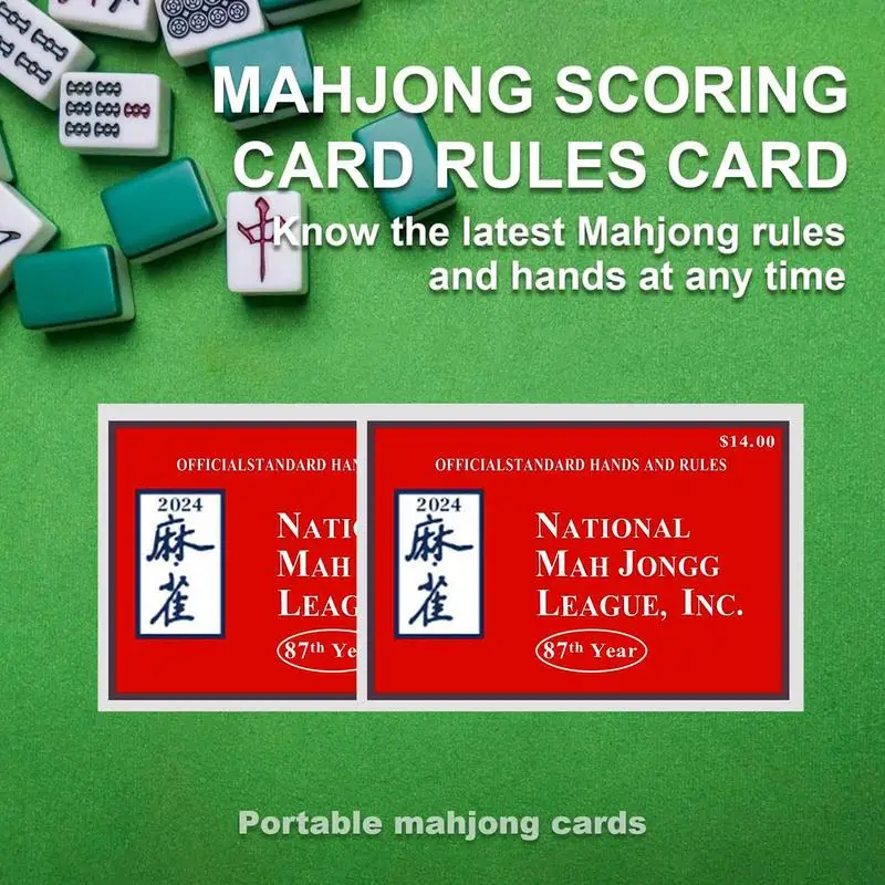 National Mah Jongg League Cards 4 PCS Large Size Mah Jongg League Card Set Mahjong Scorecard With Standard Hands And Rules