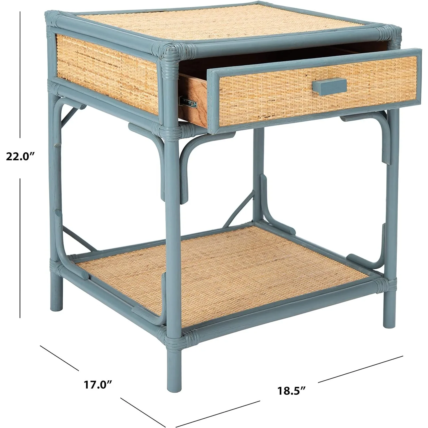 Safavieh Home Collection Roya Rattan 1-Drawer 1-Shelf Nightstand, Blue Grey/Natural 5