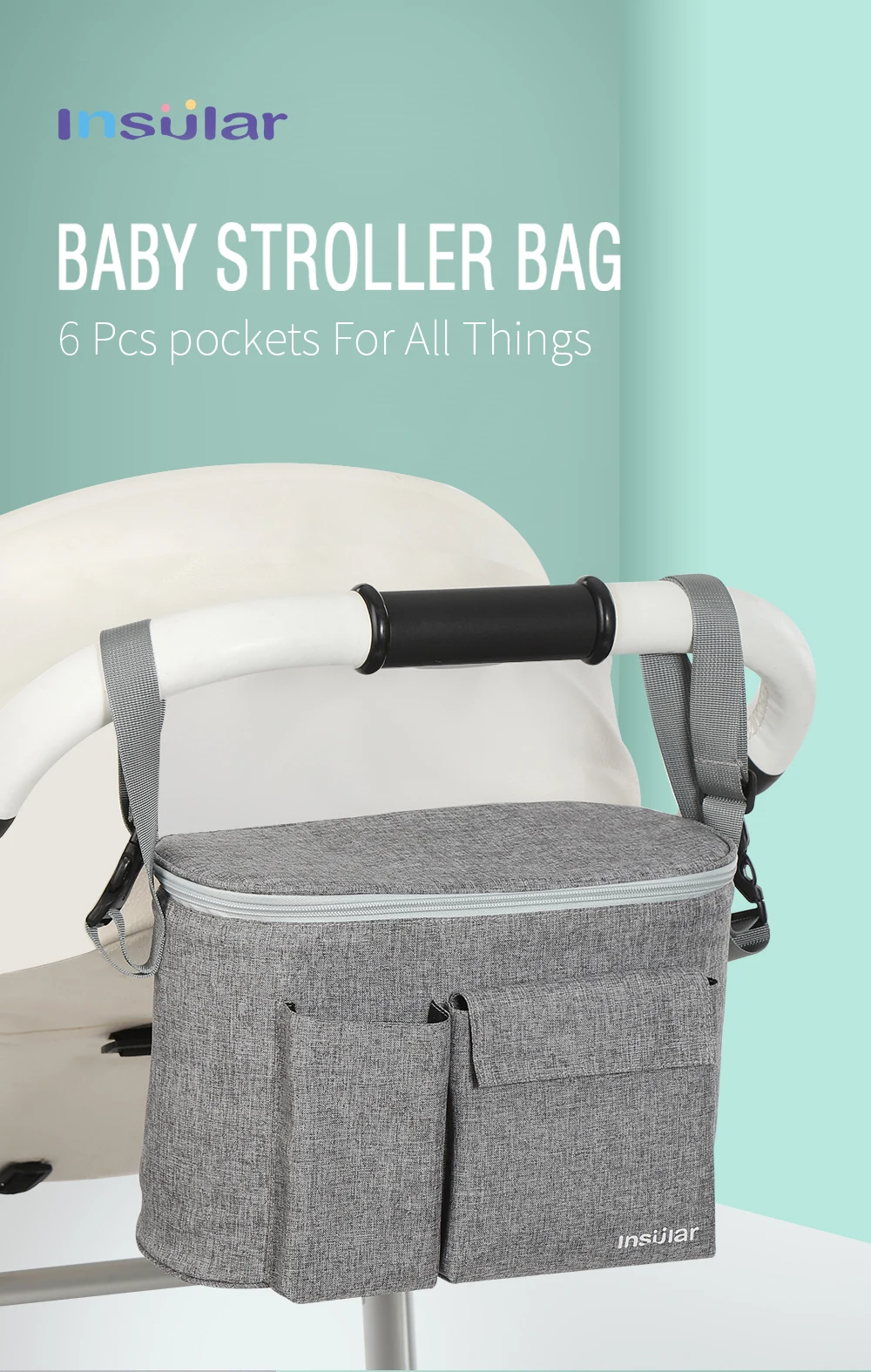 Description Picture 2 of itemBaby Stroller Bag Nappy Diaper Mummy Bag Carriage Hanging Basket Storage Organizer Travel Feeding Bottle Stroller Accessories
