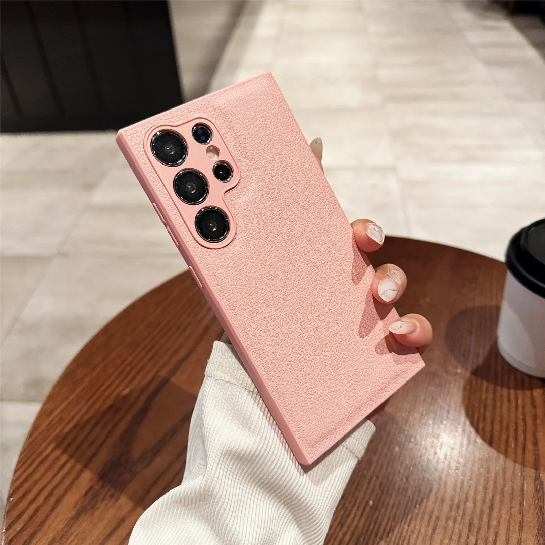Luxury Leather Pattern Matte Shockproof Phone Case Cover