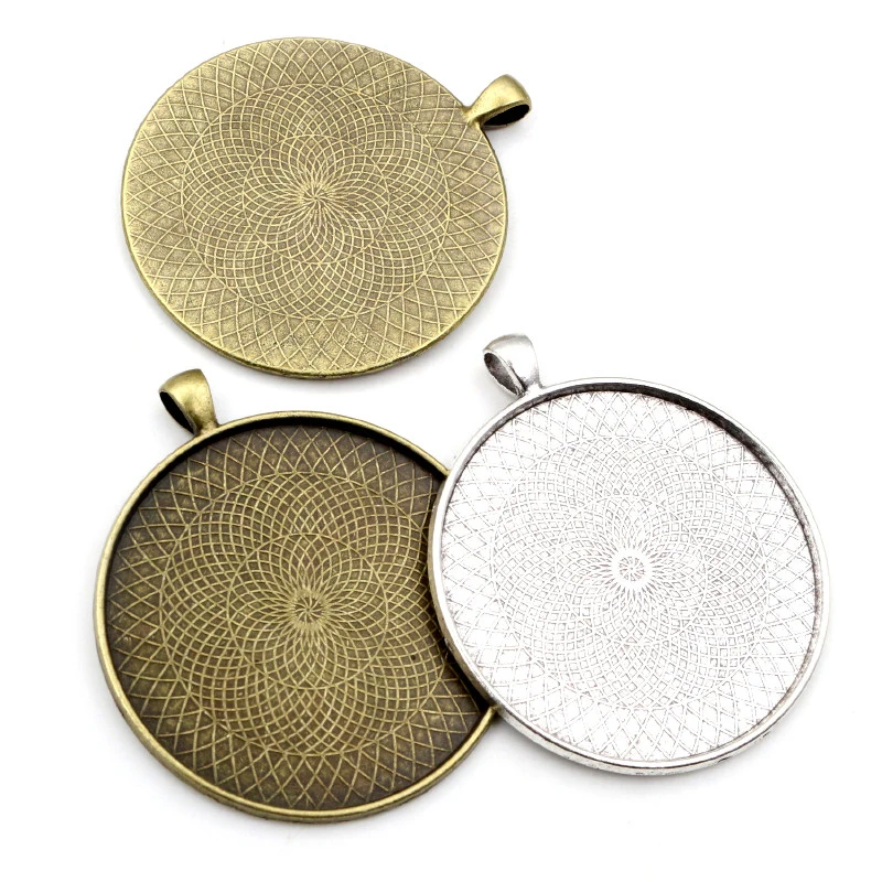 

2pcs/lot 45mm 50mm 58mm Inner Size Antique Silver Plated Bronze Classic Style Cabochon Base Setting Charms Pendant