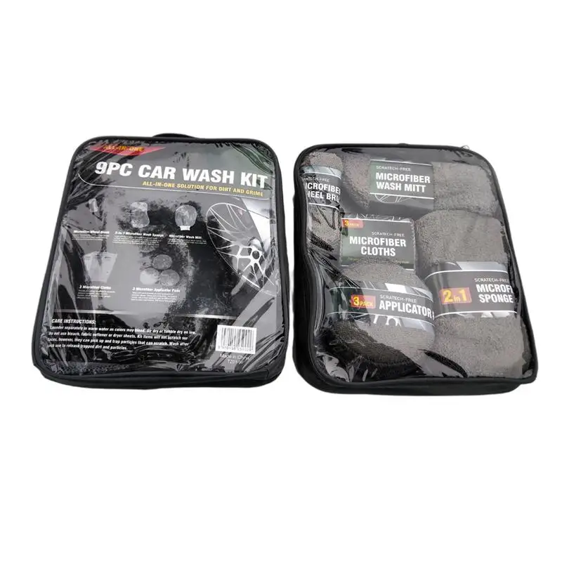 

Car Cleaning Set Detailing Supplies With Microfiber Cloth Tire Sponge Brush For Car Wash Accessories Automotive Tools 9pcs