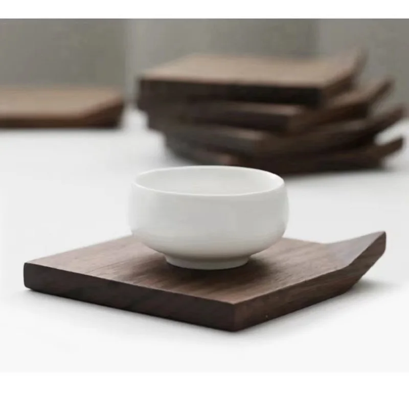 

Ancient Style Walnut Angled Coaster Solid Wood Insulation Mat Creative Tea Set Cup Holder Pot Bearing Kitchen Accessories