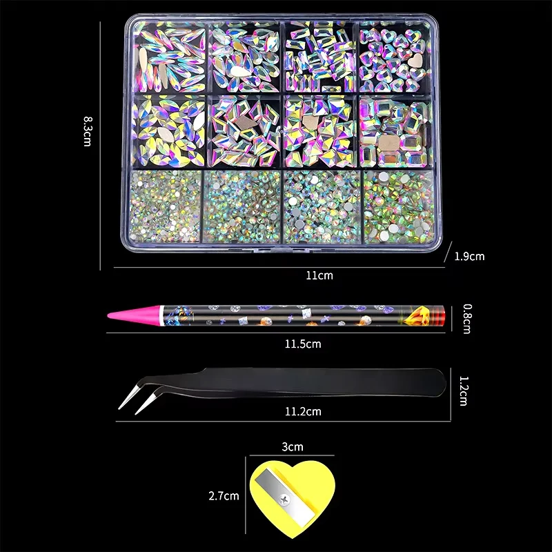 ZZ012 Diamond Jewelry Set for Nail Art Decorations Nail Ab Flat Bottom Drill Nail Art Luxe Nail Shaped Diamond Illusion Color 6
