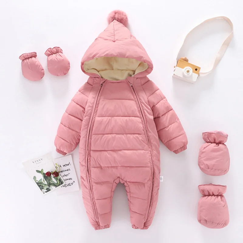 Baby Jumpsuit New born Baby Jumpsuit Hooded Plus Velvet Warm Boys winter clothes Snowsuit Toddler Snow Suit Girl Cotton Overalls Rompers