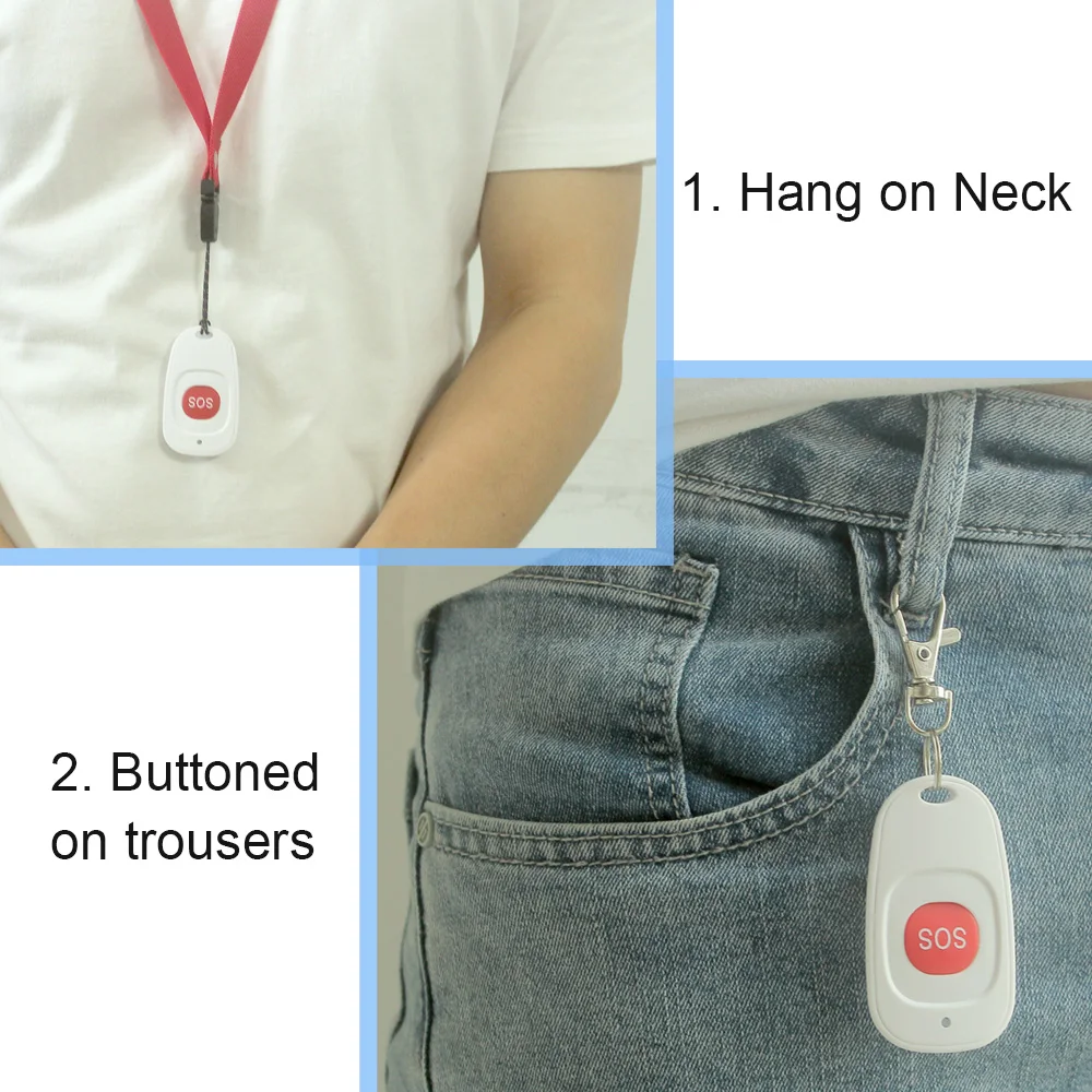 Medical Alert Emergency Alarm Button RF 433mhz SOS Panic Button Elderly Alarm Keychain Controller Old People GSM WIFI Home Alarm System