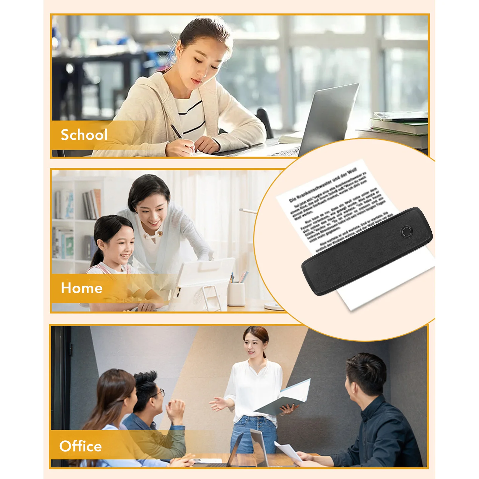 【신제품】A80 열전사 프린터 203dpi IOS 시스템용 휴대용 잉크리스 용지 인쇄 블랙