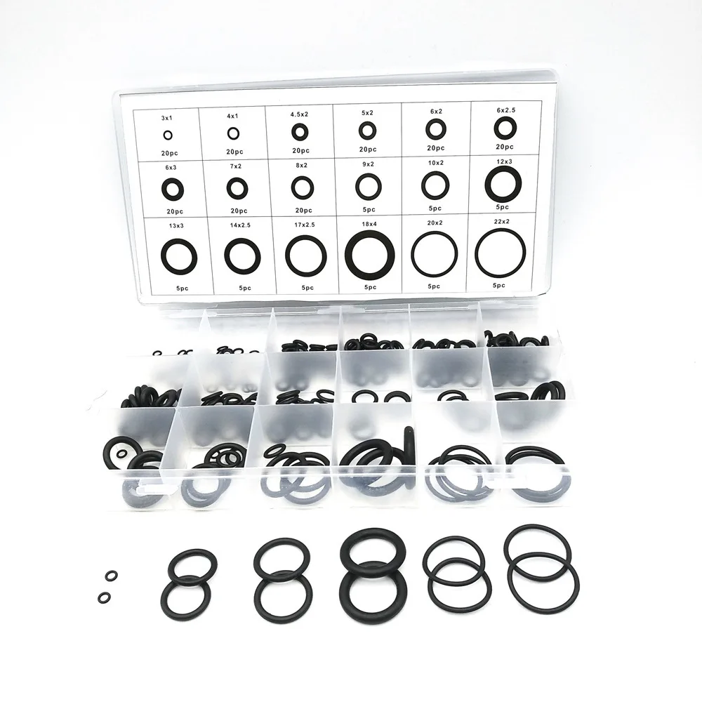 

225Pcs Dingqing Rubber O-Ring Repair Box, Box Pack Black Dingqing Rubber O-Ring Gasket Combination