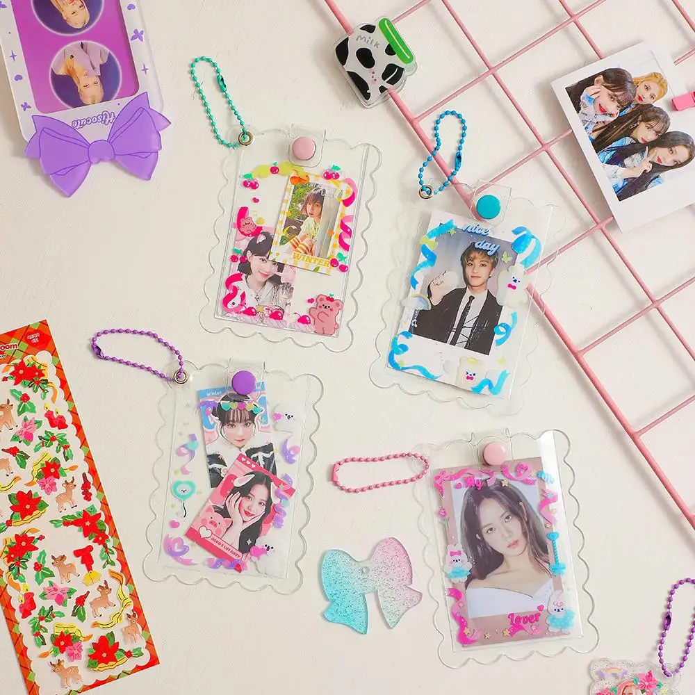 Kawaii Cute Bear Kpop Photocard Clear Card Holder Photo Protector Idol Photo Sleeves School Stationery