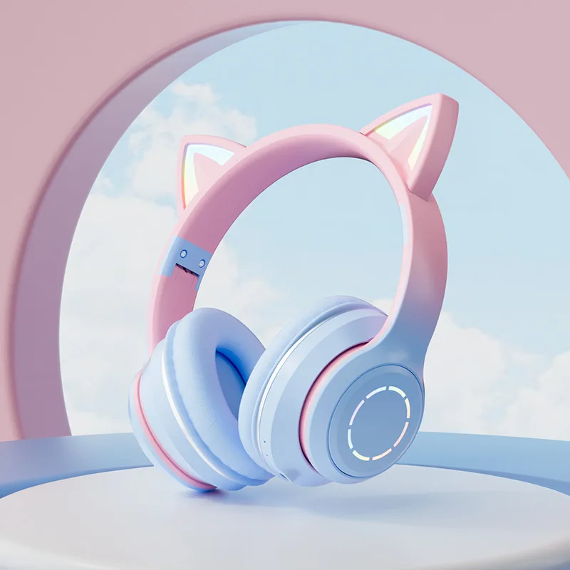 Auriculares Vincha Oreja Gato Luz Led Bluetooth Gatito Niños