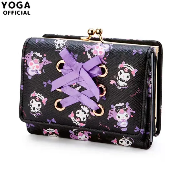 Cartoon Kawaii Animals Anime black Kuromi Maid Coin Purse PU Wallet fold Bag girl Japanese Cute Holdhand Bag Toys Gifts 2