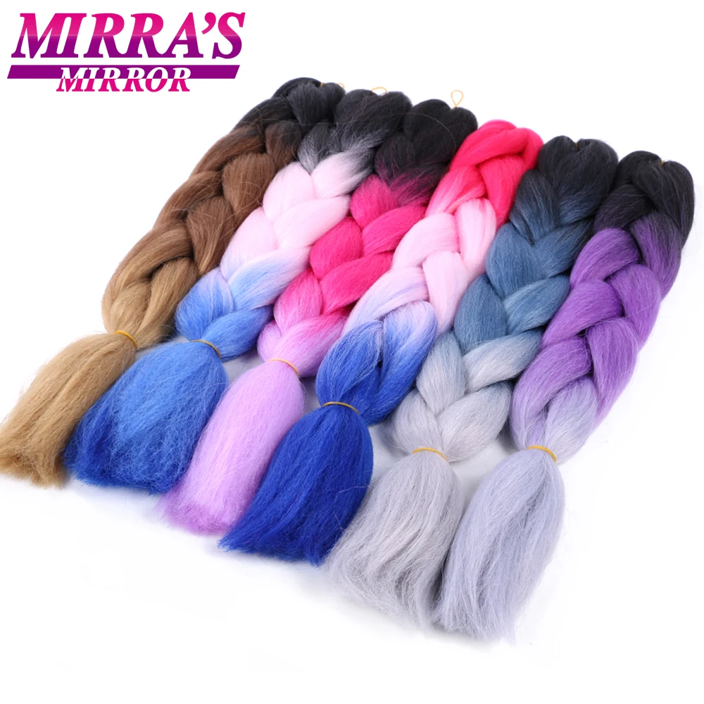 24 Inch Jumbo Braids Extensions Synthetic Braiding Hair Afro Ombre Color Fake Hair for Woman Braid Purple Blue Pink White Hair – Detail 15