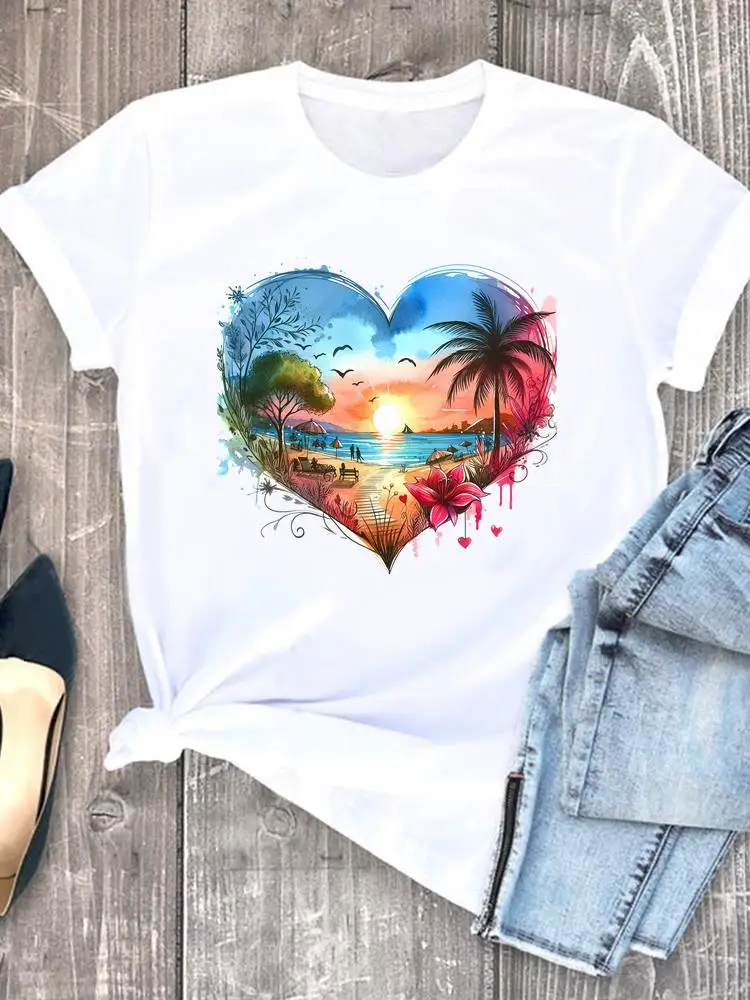 Women Clothing Trend Cute 90s Fashion White Tee Clothes Print Womens Casual Ladies Graphic T Short Sleeve O-neck T-shirts