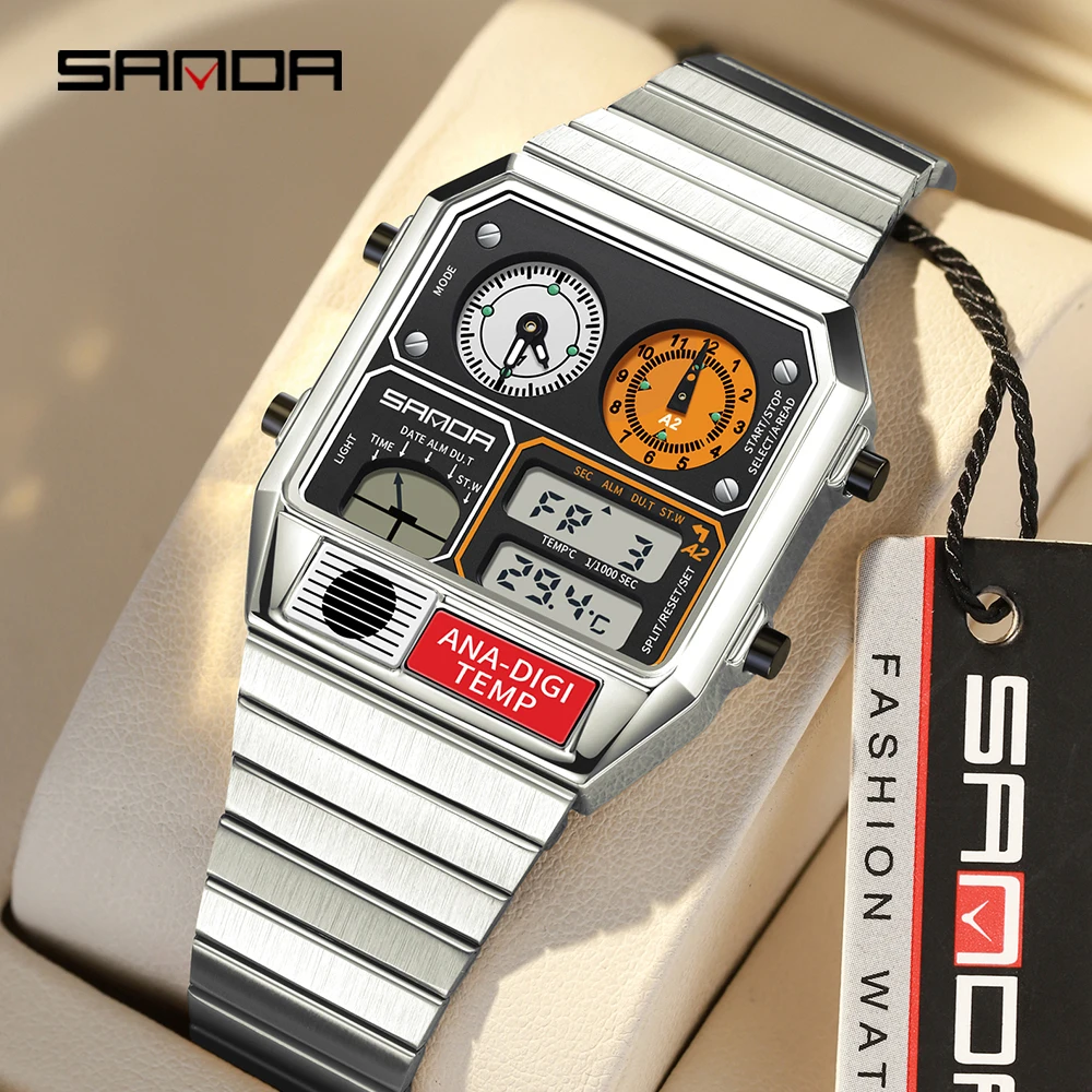 SANDA 3192 Hot-Selling LED Electronic Square Men's Youth Casual