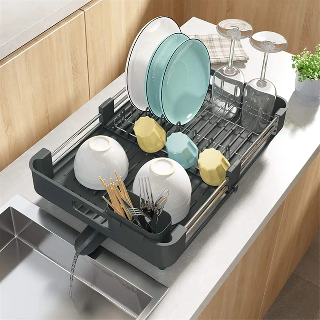 Küche Teller Trocknen Rack Küche schublade organizer Einstellbare schale  rack regal Küche zubehör dish organizer - AliExpress