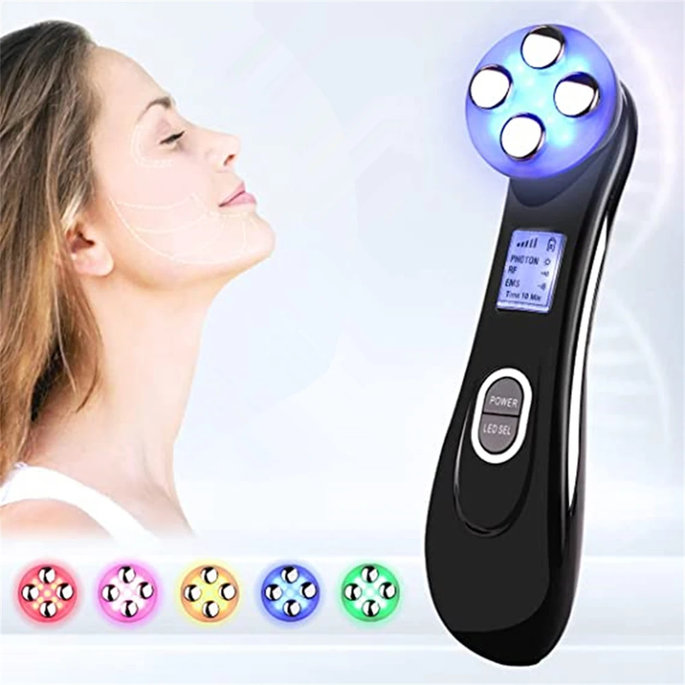 5 Color Light Base beauty device Face and neck massager with vibration and heat function portable electric facial massager