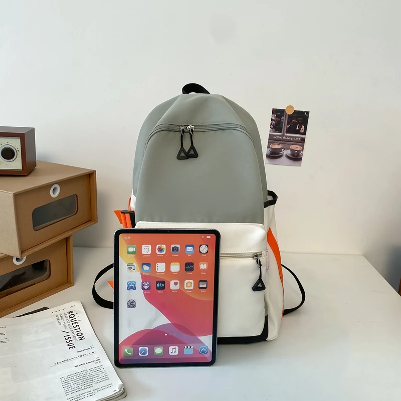 New Unisex Panelled Backpack Student Oxford Boy Simple School Bags for Teenage Girls Cute Young Girl Preppy Style Women