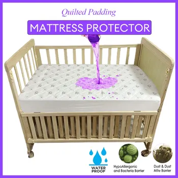 Draps de protection de matelas de berceau, housse de matelas imperméable, silencieux et lavable, matelassée, pour tout-petits 1