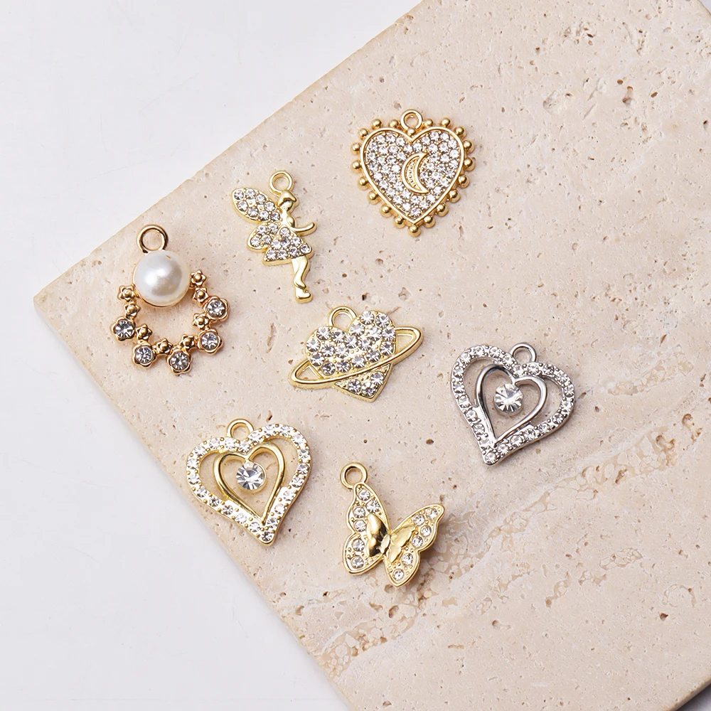 

10pcs Crystal Rhinestones Fashion angel love butterfly Charms Couple Gifts Jewelry Accessories DIY Necklace Earrings Pendants