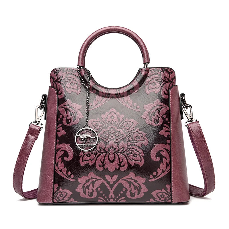 

Fashion Women's Printed PU Leather Handbag Luxury Designer Retro Casual Large-Capacity Simple Ladies Elegant Diagonal Handbags