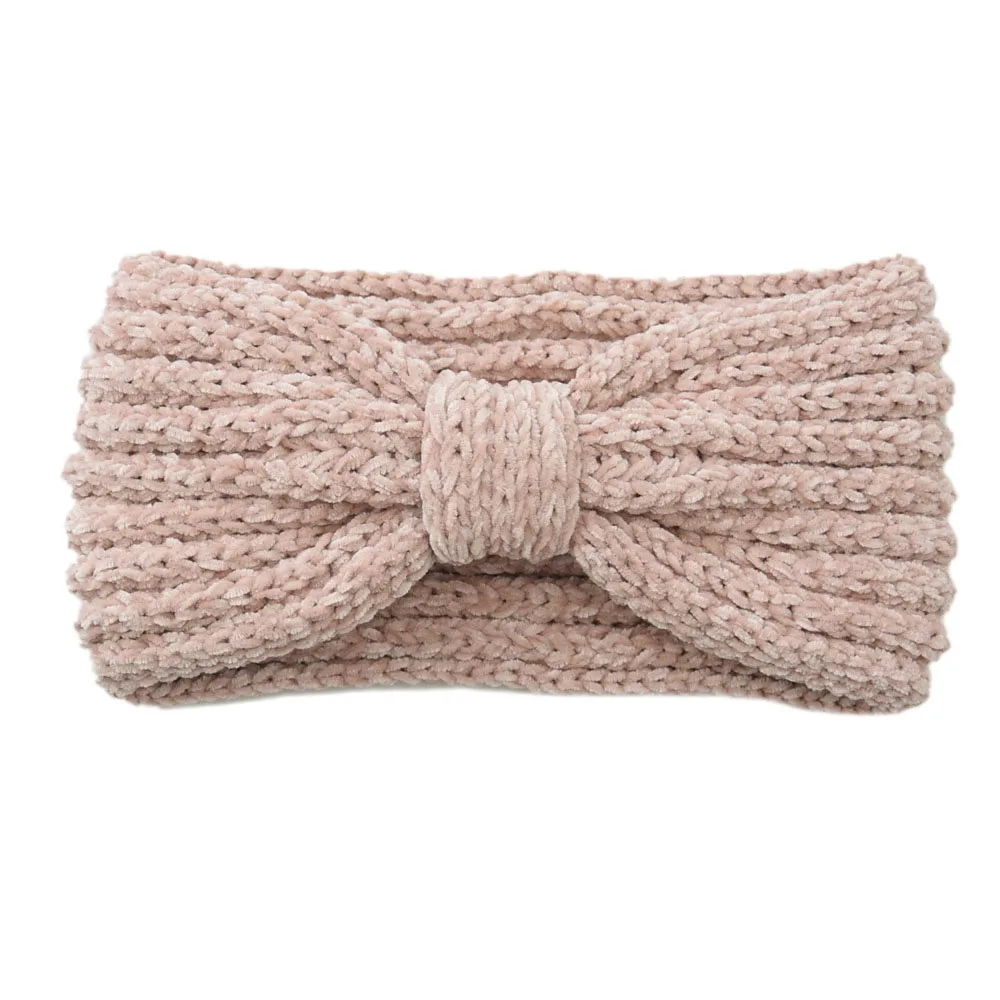 

Bow Knotted Knitted Headband For Women Winter Warmer Ear Hairband Thick Wide Elastic Hair Band Stretch Knit Warm Turban Headwrap