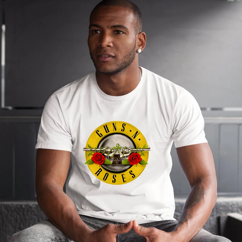 Guns N Roses Vintage Letters Floral 70s 80s Men Tshirt Gothic Clothes