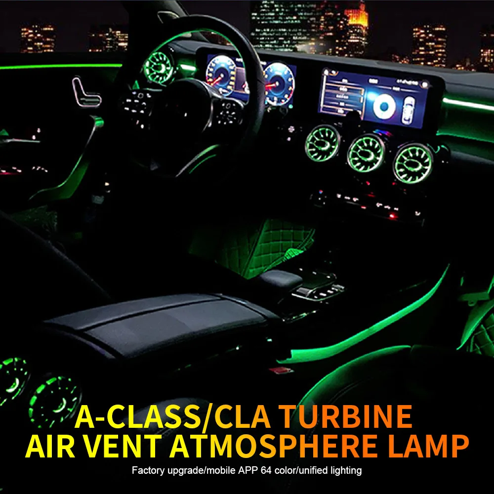 Mercedes Benz Cクラス 64色　エアベント LEDカーエアベントタービンアプリコントロール64色アンビエントライト