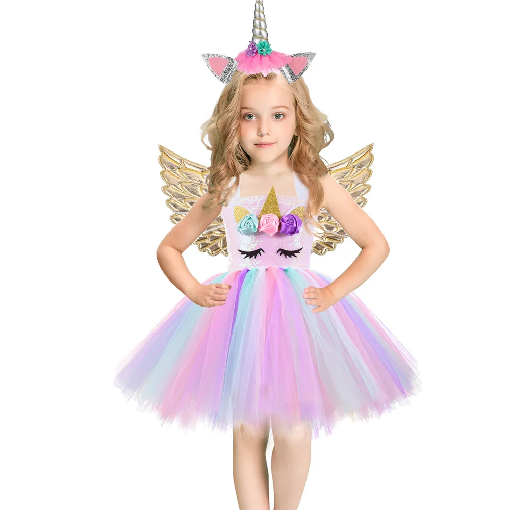 Christmas Unicorn Tutu Dress Sequins Girls Mermaid Ballet Dance Ball Princess Birthday Party Gift Halloween Cat Cosplay Costume cosplay costume