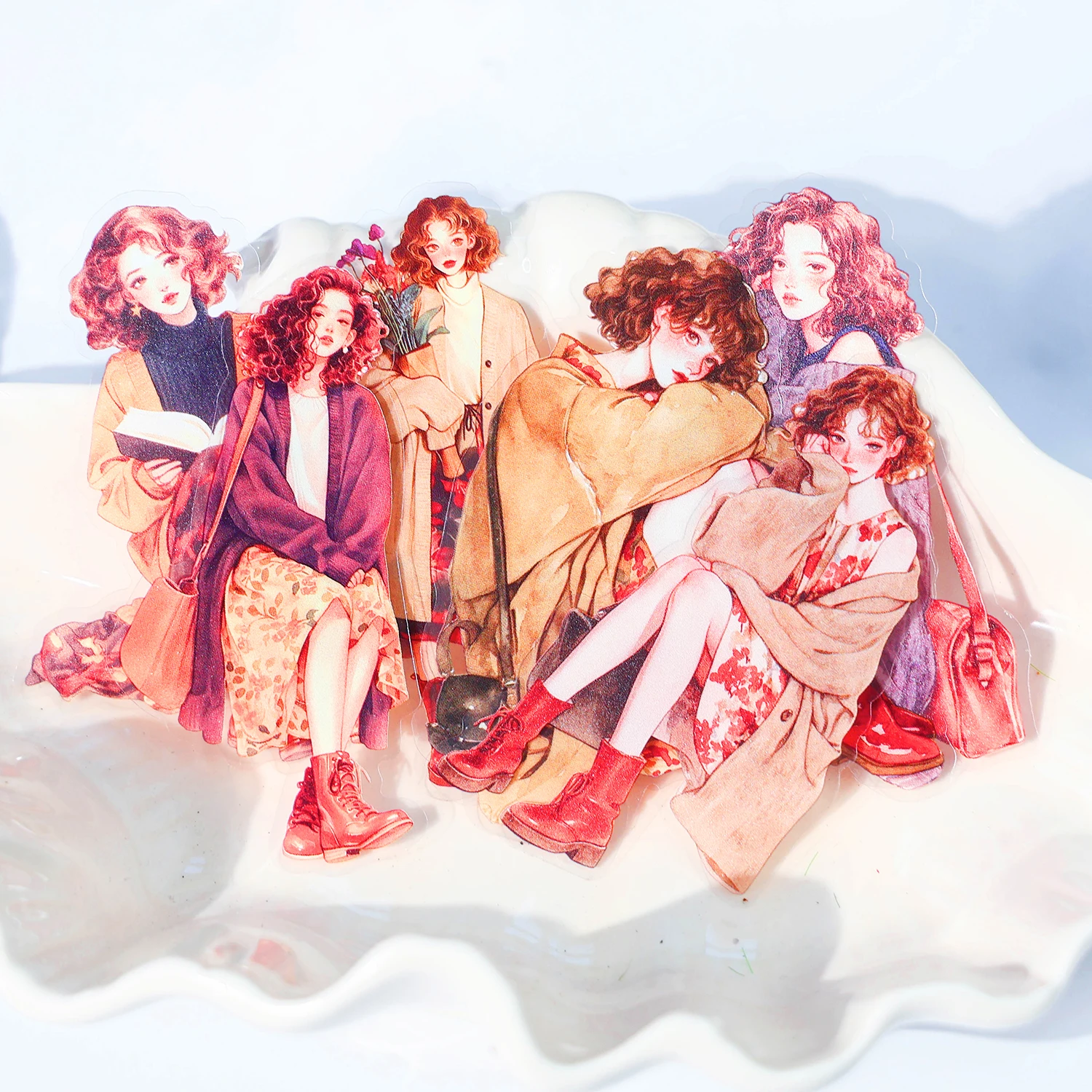 30개/팩 컬러풀 이어즈 시리즈 귀여운 소녀 PET 스티커 DIY 다이어리 스크랩북 크리에이티브 미적 장식 스티커