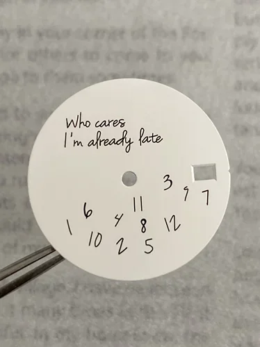 Sleek 28.5mm DIY Watch Dial – Bold 'It's Already Late' Design