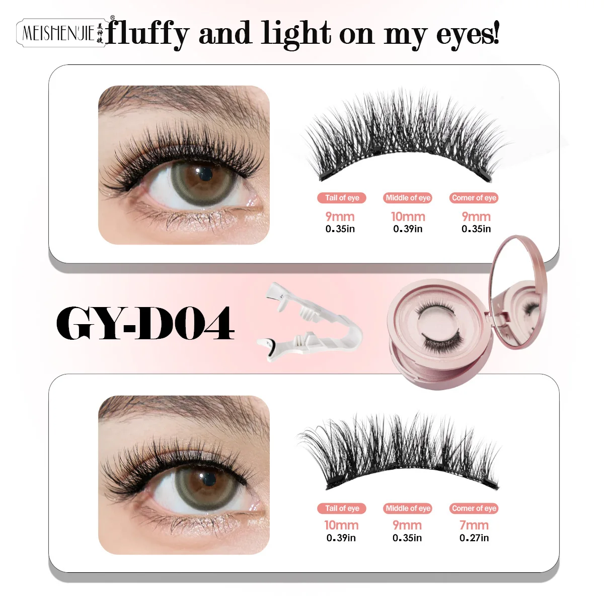 Natural Long 2 Pairs Magnetic Eyelashes Kit 3D Magnetic False Eyelashes Tweezer Set Reusable Glue Free lashes with Mirror Tools fake eyelashes