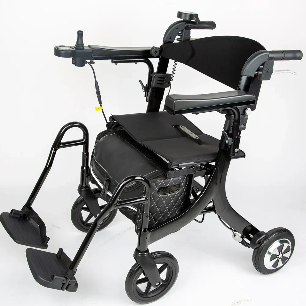 Electric Walker Foldable with Shopping Basket for Elderly Endurance 10-12KM 2