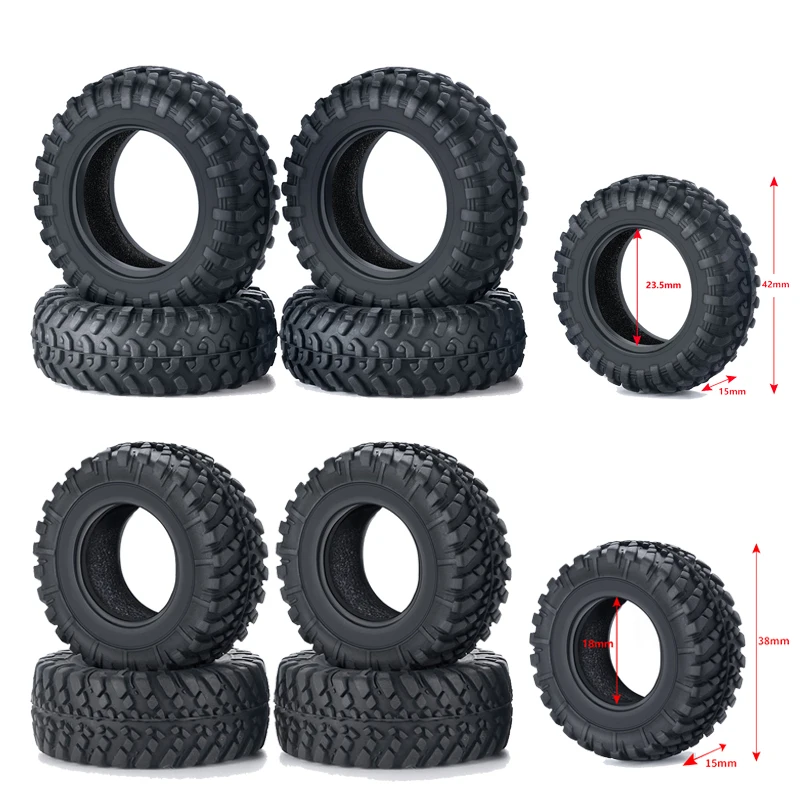 

38/42x15mm Soft Rubber 4Pcs Set of Mud Terrain Tires For Kyosho Mini-Z 4x4 Jimny 1/18 RC Crawler Car Upgrade Parts