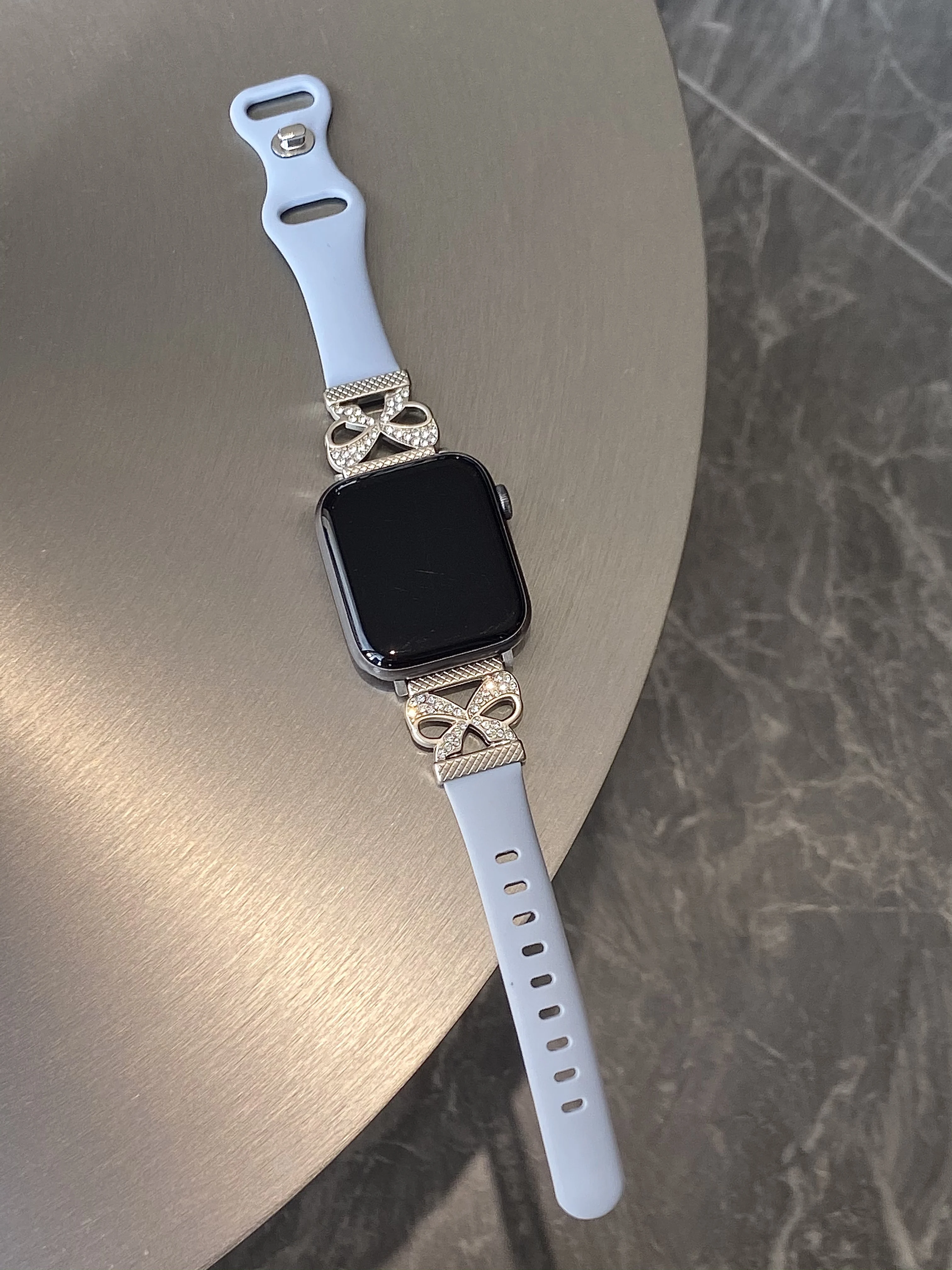 Diamond-Studded Silicone Strap with Butterfly Clasp
