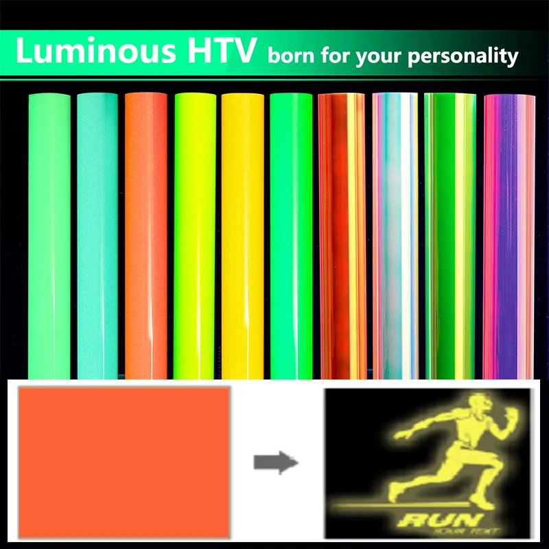 

Luminous Heat Transfer Vinyl Stickers Glow In The Dark HTV Film Iron on Patches for Decorate T-Shirts Jeans Clothes for Women