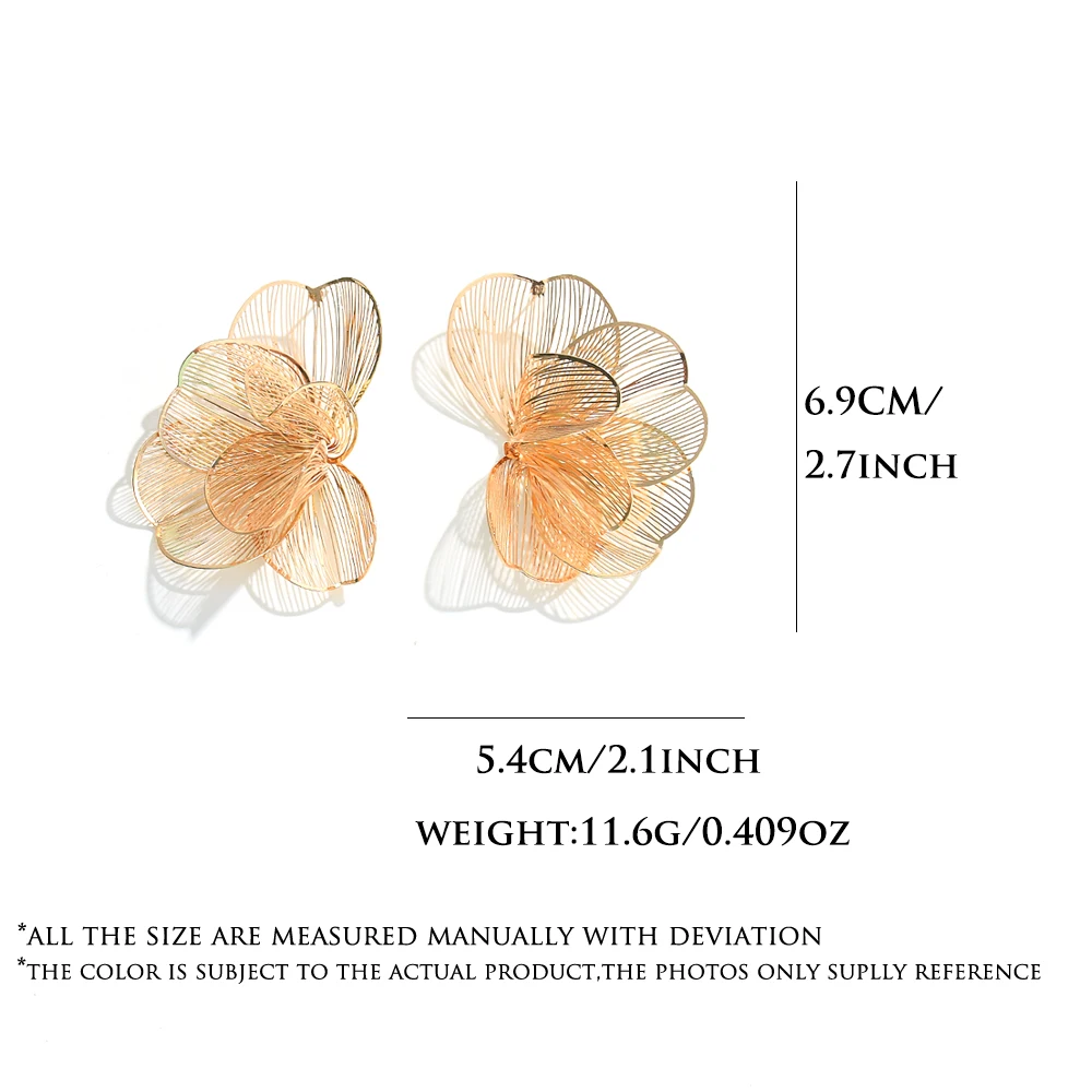 Exclusive Design Trendy Gold Color Flower Big Earrings Personality Fashion Statement Jewelry - 6