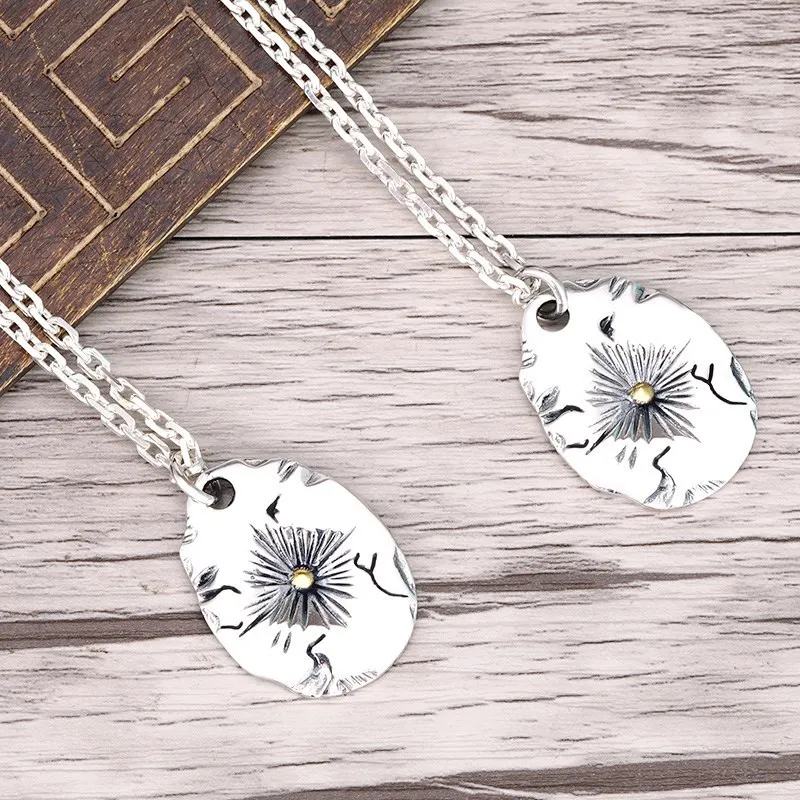 

925 Sterling Silver Takahashi Wulang Pendant Men's Dotted Gold Vintage Necklace Pendant Couple Personalized Indian Fashion Silve