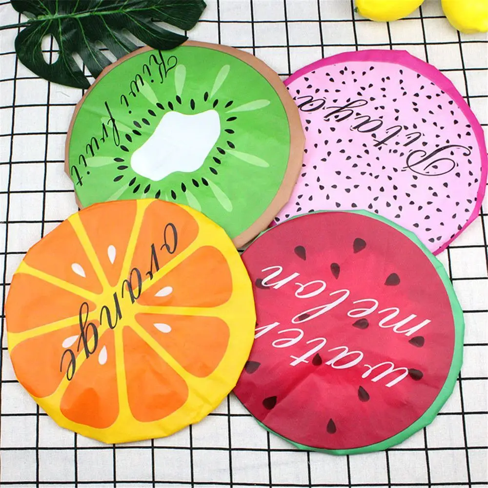 Cute Fruit Waterproof Elastic Shower Cap Thickened Bath Hat Reusable Head Hair Cover For Women Sleep Cap Bathroom Accessories shower cap waterproof shower cap