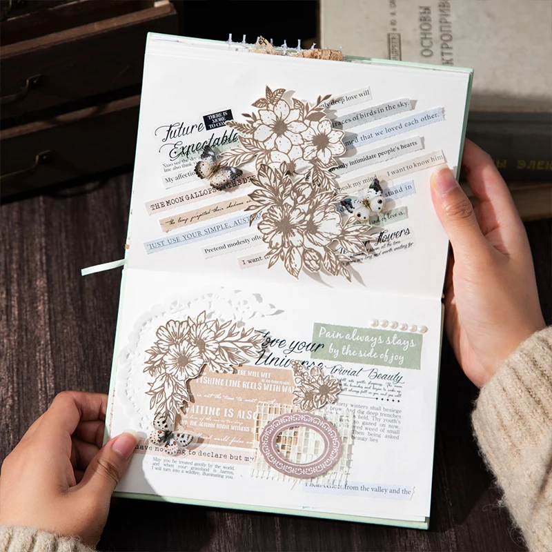 Whispering Book Vintage Collage Memo Pad - 30 Page Creative Journal