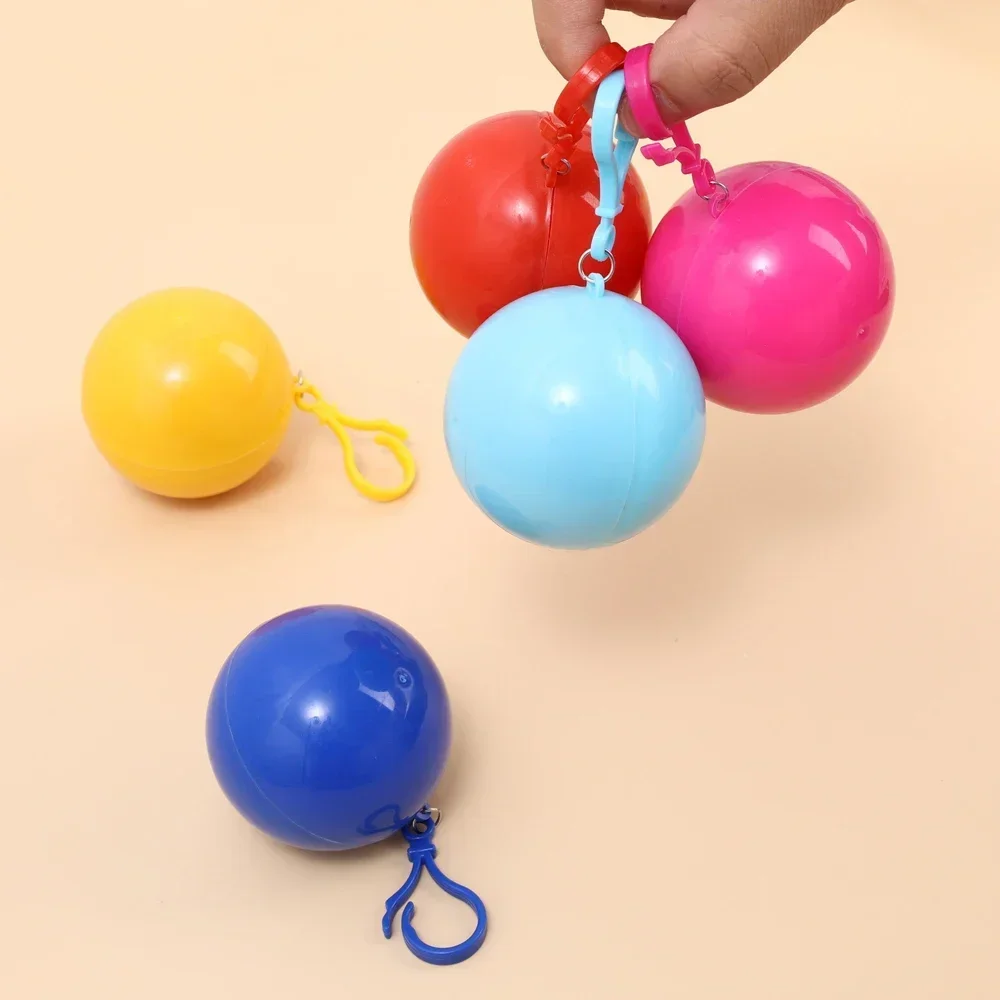 Waterproof Raincoat 1/2/3PCS Portable Mini Raincoats Ball for Adults Kids Disposable Rain Ponchos Rainwear Cloak Rain Gear Keyring Ball with Hook