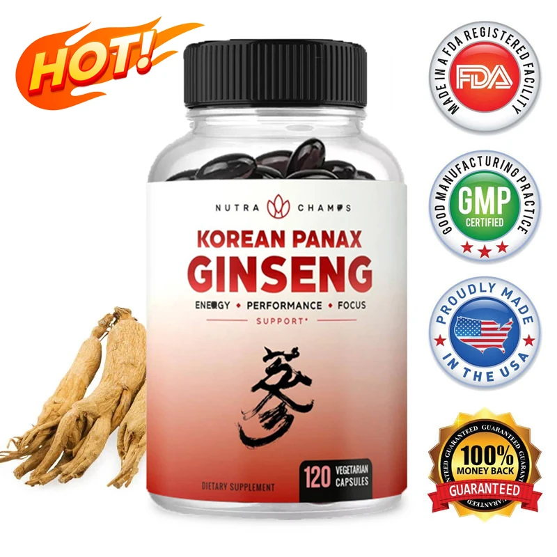 

Korean Red Ginseng - Supports Circulation, Emotional Health - Energy, Focus, Performance - 60 To 120 Capsules