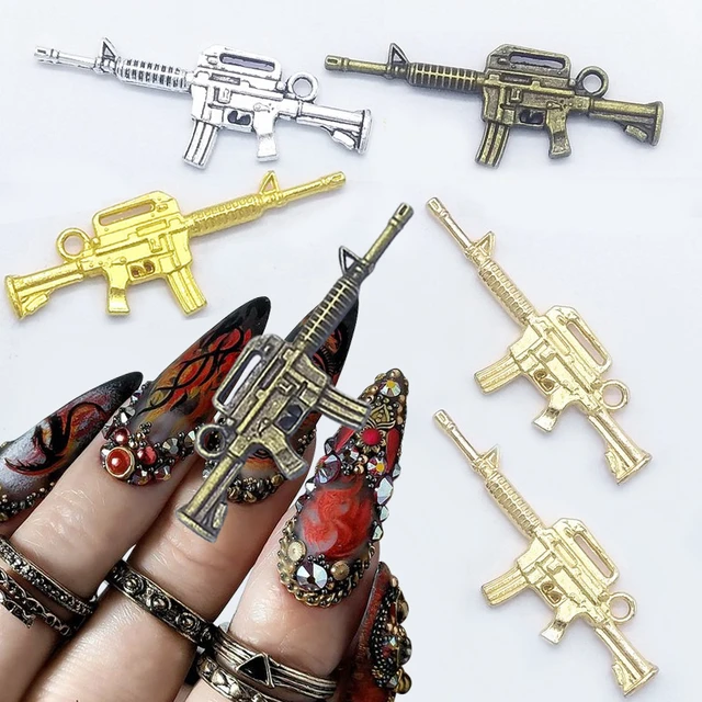 3pcs Shiny Diamonds Alloy Gun Nail Charms 3d Metal Gun Nail Art Charms Ak  Weapon Nail Charm Rhinestones Gun Charms For Nails - Rhinestones &  Decorations - AliExpress