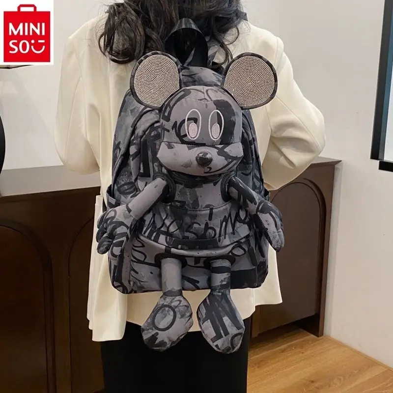 

MINISO Disney Luxury Brand Mickey Backpack Women's Fashion Cute Doll High Quality Large Capacity Storage Backpack