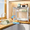 Modern Kitchen Cabinet Countertop Small Storage Cabinets Cupboard Dish and Chopsticks Storage Rack Home Drain Bowl Storage Rack 3