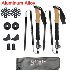 Compact Foldable Walking Poles with EVA+Cork Handles (Aluminum double)